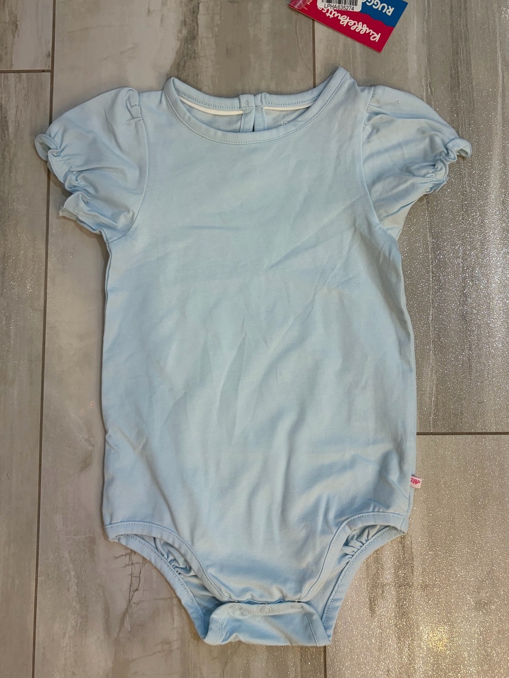 NWT RuffleButts Light Pastel Blue Puff Sleeve Basics Bodysuit Romper Girls 2T-3T